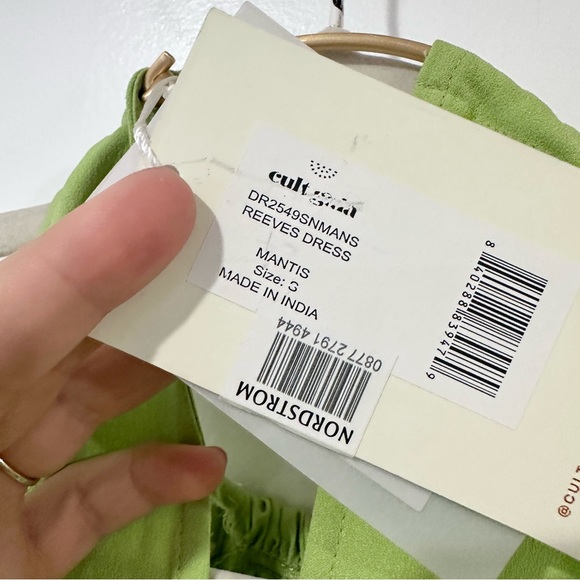 NWT Cult Gaia Reeves Feather Hem Dress in Mantis Green - Picture 9 of 11